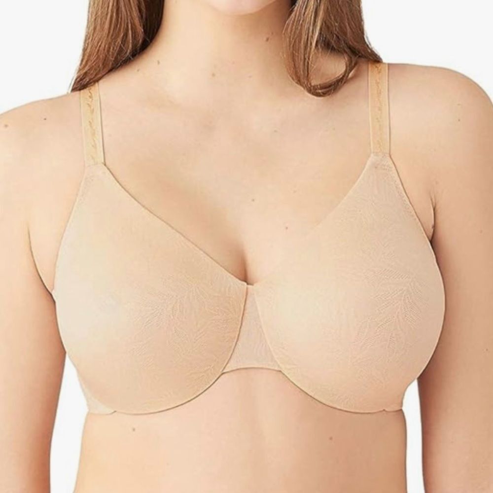 WACOAL Inside Edit Underwire Bra Full Coverage Sand Nude Beige Leaf Print 34C